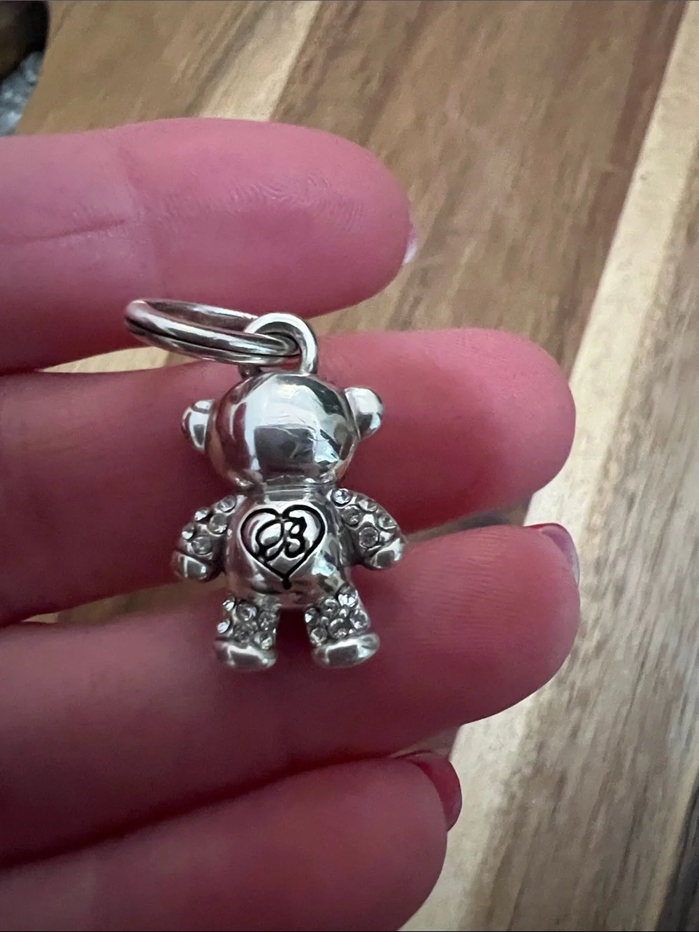 Brighton Silver Crystal Teddy Bear Charm - Clear Rhinestones